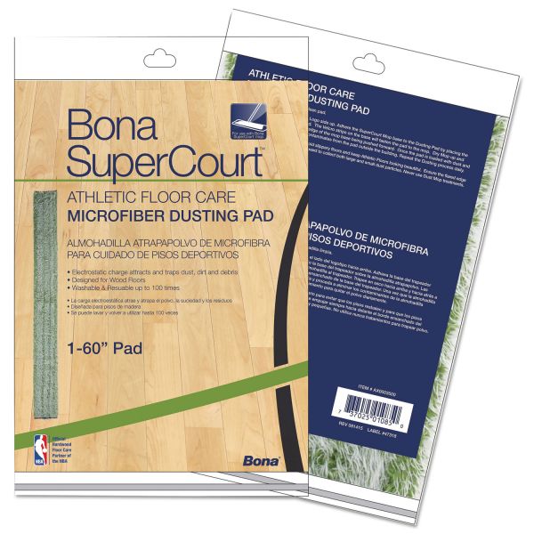 BNAAX0003500 Bona SuperCourt Athletic Floor Care Microfiber Dusting Pad, 60", Green