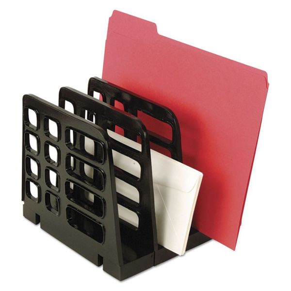 UNV08113 Universal Vertical Add-On Sorter, Plastic, 3 Compartments, Black