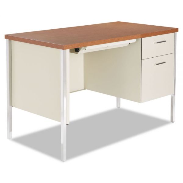 ALESD4524PC Alera Single Pedestal Steel Desk, Metal Desk, 45-1/4w x 24d x 29-1/2h, Cherry/Putty