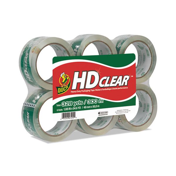 DUCCS556PK Duck Heavy-Duty Carton Packaging Tape, 1.88" x 55yds, Clear, 6 Rolls
