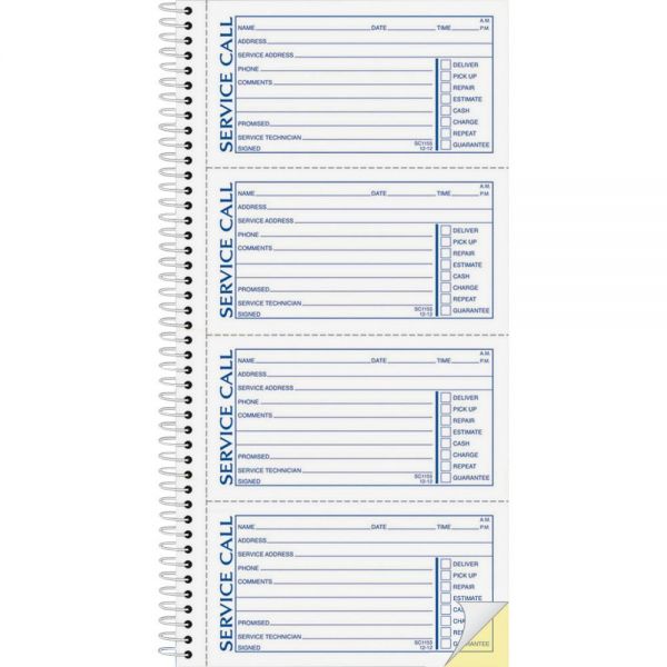 ABFSC1155 Adams Spiral Bound Service Call Book