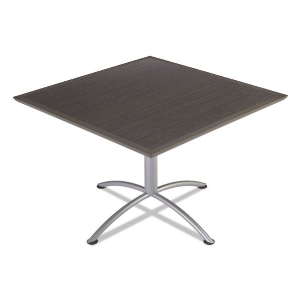 ICE69864 Iceberg iLand Table, Dura Edge, Square Bistro Style, 42w x 42d x 42h, Gray Walnut/Silver