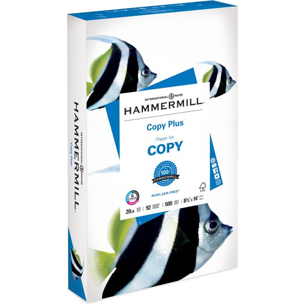 HAM105015 Hammermill Copy Plus Copy Paper, 92 Brightness, 20 lb, 8 1/2 x 14, White, 500 Sheets/Ream