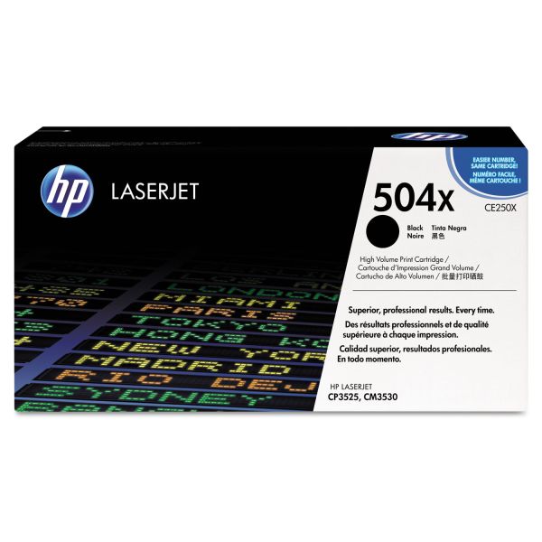 HEWCE250X HP 504X, (CE250X) High Yield Black Original LaserJet Toner Cartridge
