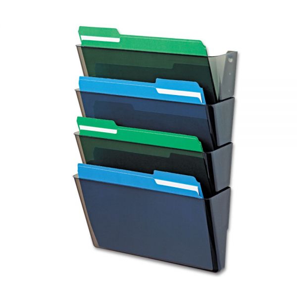 DEF73402 deflecto DocuPocket Four-Pocket Wall Set, Plastic, Letter, 13 x 4 x 7, Smoke