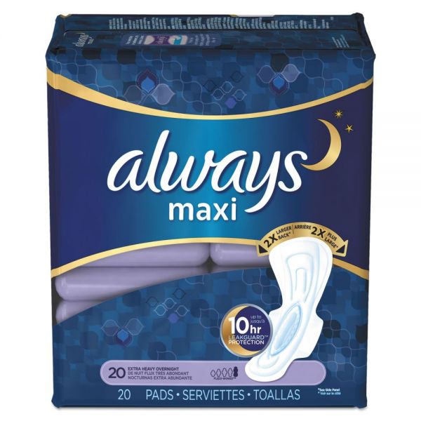 PGC17902PK Always Maxi Pads, Extra Heavy Overnight, 20/Pack