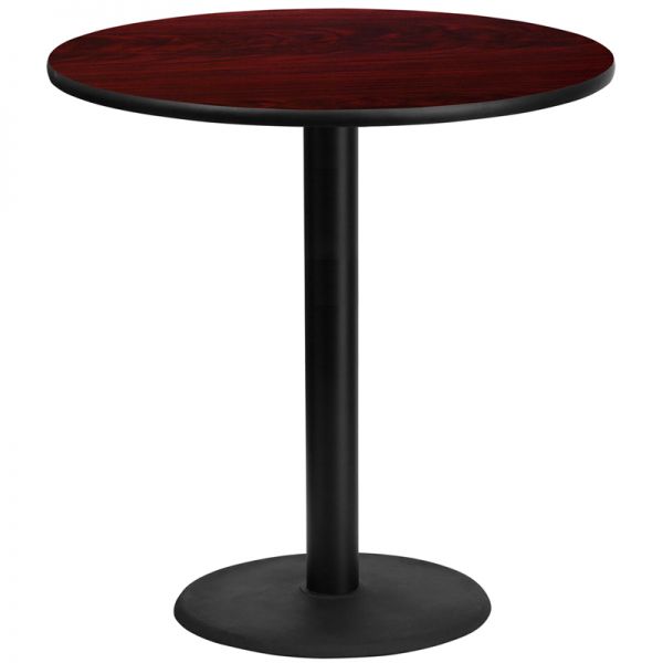 FHFXURD42MAHTBTR24BGG Flash Furniture 42'' Round Mahogany Laminate Table Top with 24'' Round Bar Height Table Base