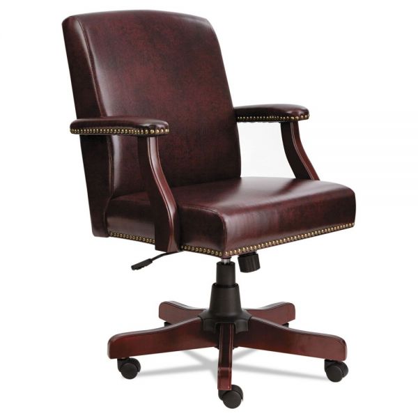 ALETD4236 Alera Traditional Series Mid-Back Chair, Mahogany Finish/Oxblood Vinyl