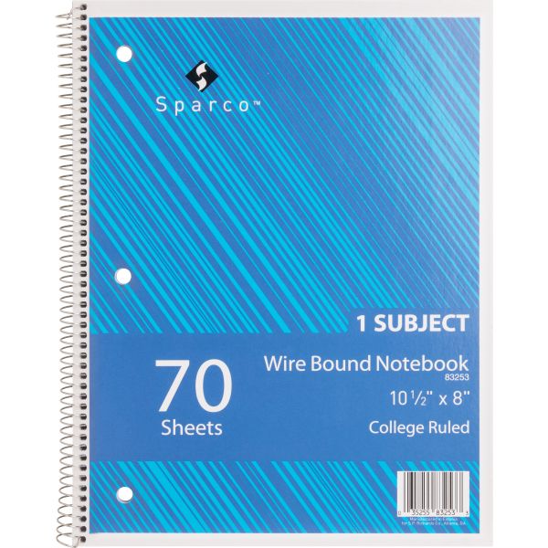 SPR83253 Sparco College Ruled Spiral Notebook