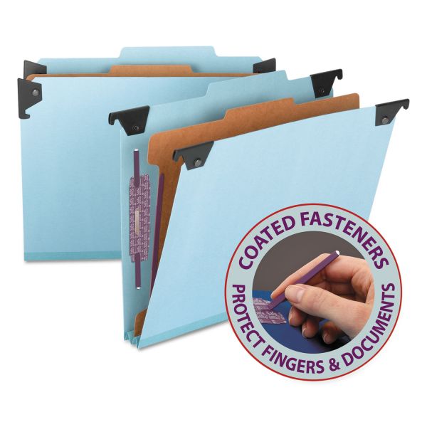 SMD65105 Smead Four Section Hanging Classification Folder, Pressboard/Kraft, Letter, Blue