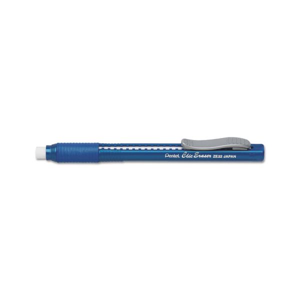 PENZE22C Pentel Clic Eraser Pencil-Style Grip Eraser, Blue