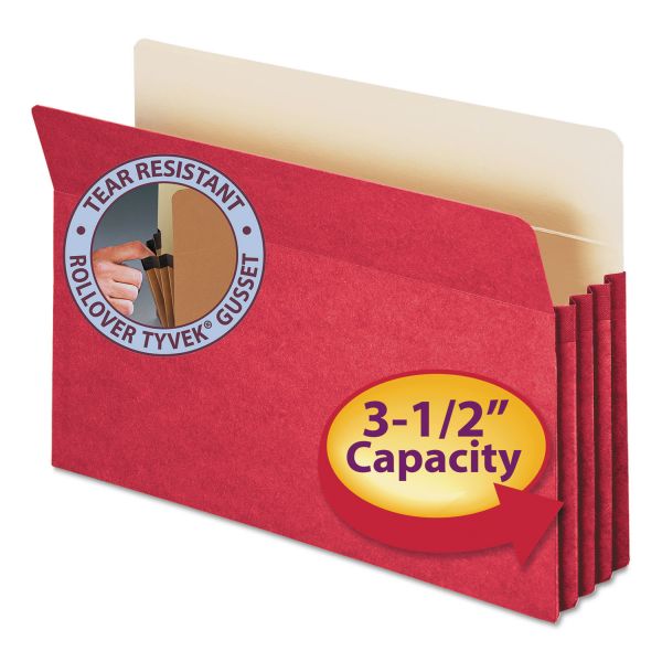 SMD74231 Smead 3 1/2" Exp Colored File Pocket, Straight Tab, Legal, Red