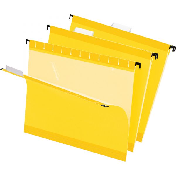 PFX415215YEL Pendaflex Reinforced Hanging Folders, 1/5 Tab, Letter, Yellow, 25/Box