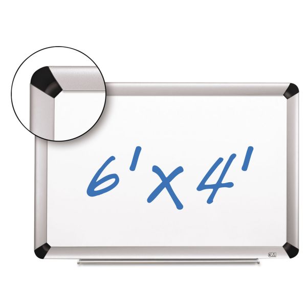 MMMP7248FA 3M Porcelain Dry Erase Board, 72 x 48, Elegant Aluminum Frame