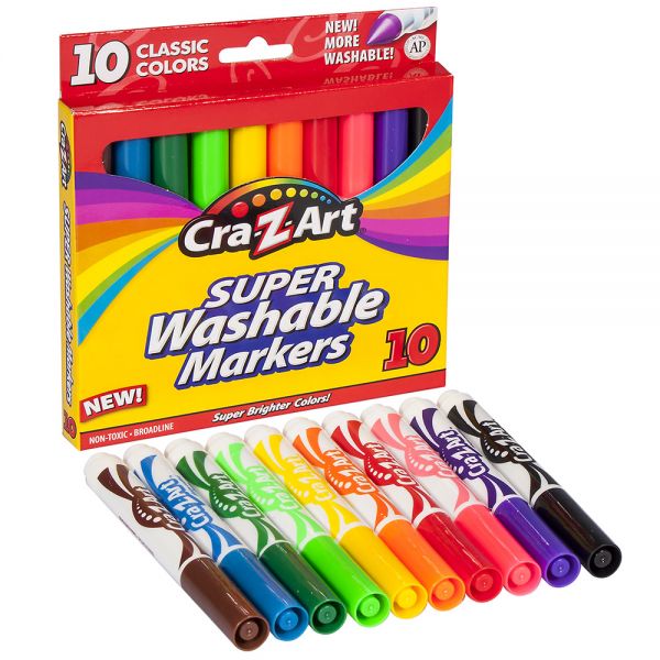Cra-Z-Art Classic Super Washable Markers, Broad Tip, Assorted