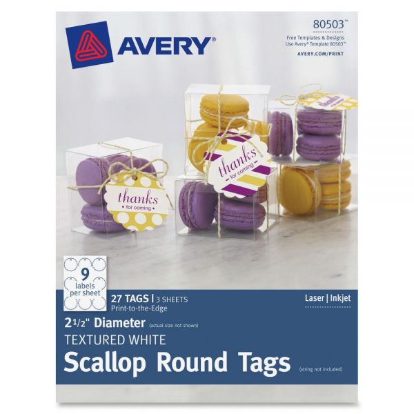 AVE80503 Avery Textured Scallop Round Tags