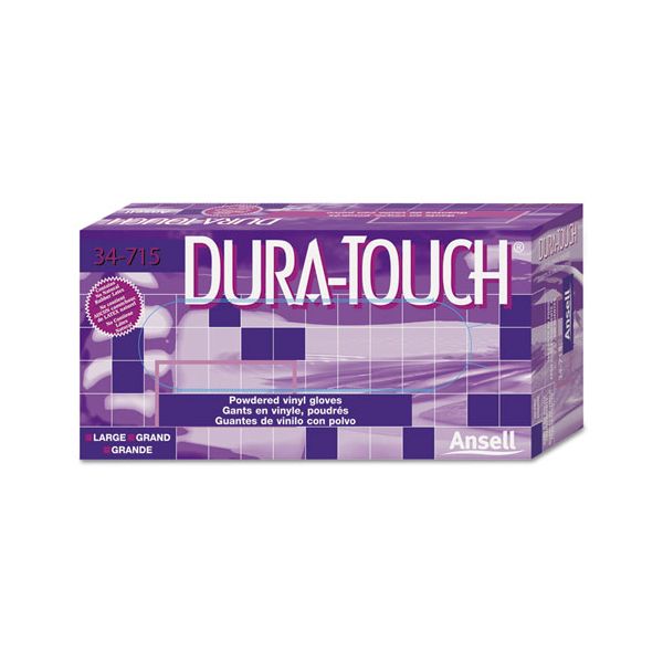 ANS34715S AnsellPro Dura-Touch PVC Powdered Gloves, Clear, Small, 100/Box