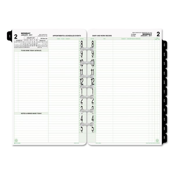 DTM92010 Day-Timer Original Two-Page-Per-Day Refill, 5 1/2 x 8 1/2, White/Green, 2019