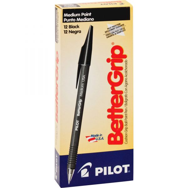 PIL30050 Pilot BetterGrip Ball Point Stick Pen, Black Ink, 1mm, Dozen