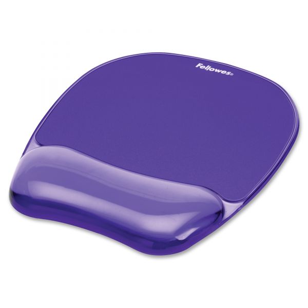 FEL91441 Fellowes Gel Crystals Mouse Pad w/Wrist Rest, Rubber Back, 7 15/16 x 9-1/4, Purple