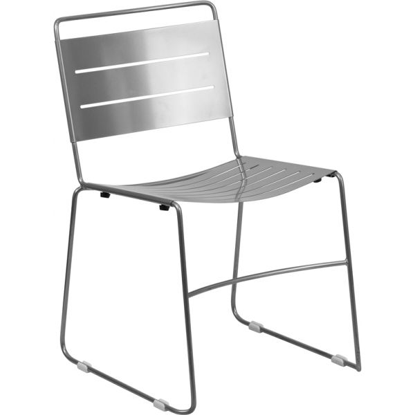 FHFHA1SILGG Flash Furniture HERCULES Series Silver Indoor-Outdoor Metal Stack Chair