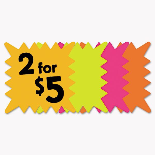 COS090244 COSCO Die Cut Paper Signs, 5 1/4 x 5 1/4, Square, Assorted Colors, Pack of 48 Each