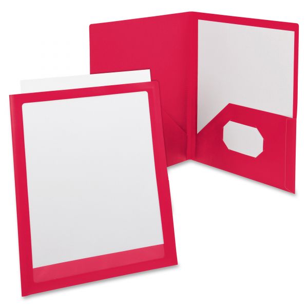 OXF57443 Oxford ViewFolio Polypropylene Portfolio, 50-Sheet Capacity, Red/Clear