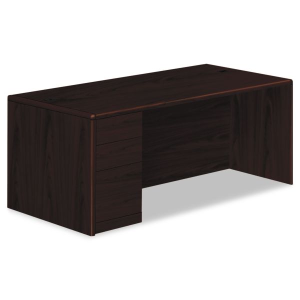 HON10788LNN HON 10700 Series Single Pedestal Desk, Full Left Pedestal, 72 x 36, Mahogany