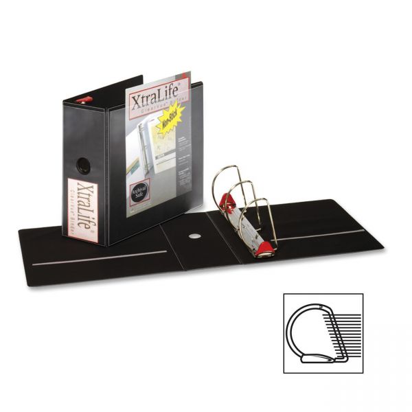 CRD26351 Cardinal XtraLife ClearVue Non-Stick Locking 3-Ring View Binder, 5" Capacity, Slant-D View, Black