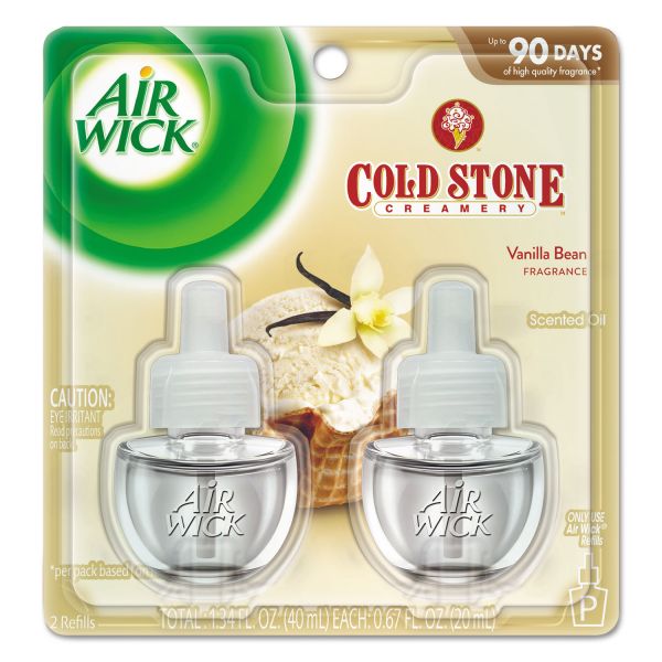 RAC81262CT Air Wick Scented Oil Refill, Cold Stone Creamery Vanilla Bean, 0.67oz, Clear, 2/PK, 6/CT