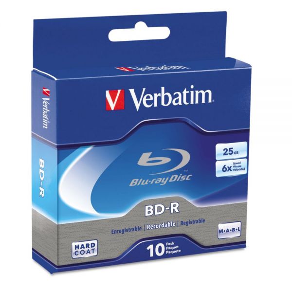 VER97238 Verbatim BD-R Blu-Ray Disc, 25GB, 6x, 10/Pk