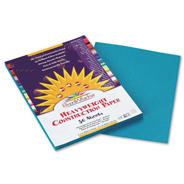 PAC7703 SunWorks Construction Paper, 58 lbs., 9 x 12, Turquoise, 50 Sheets/Pack