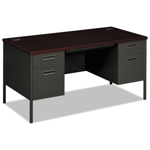HONP3262NS HON Metro Classic Double Pedestal Desk, 60w x 30d x 29 1/2h, Mahogany/Charcoal
