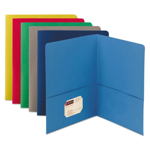 SMD87850 Smead Two-Pocket Folder, Textured Paper, Assorted, 25/Box