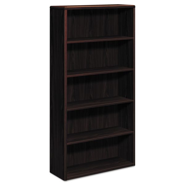 HON10755NN HON 10700 Series Wood Bookcase, Five Shelf, 36w x 13 1/8d x 71h, Mahogany