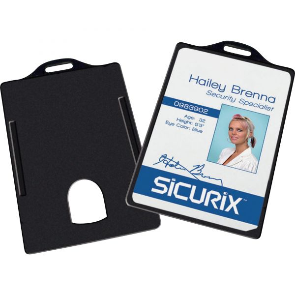 BAU68320 SICURIX Sicurix Badge/Card Holder, 4 x 2 9/10, Black, 25/Pack