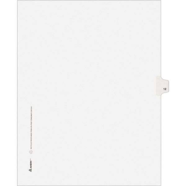 AVE11922 Avery-Style Legal Exhibit Side Tab Divider, Title: 12, Letter, White, 25/Pack