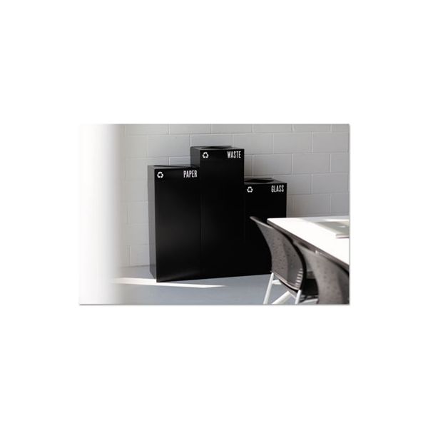 SAF2984BL Safco Public Square Paper-Recycling Container, Square, Steel, 42gal, Black