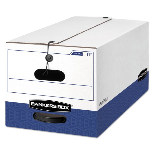 FEL0001103 Bankers Box LIBERTY Heavy-Duty Strength Storage Box, Letter, 12 x 24 x 10, White/Blue, 4/CT