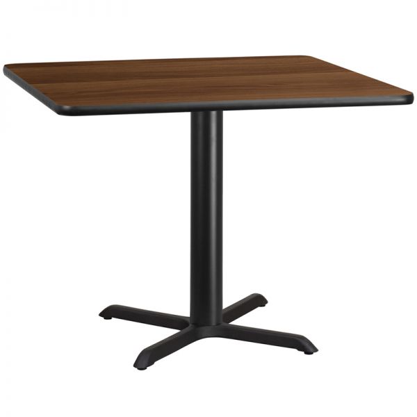 FHFXUWALTB4242T3333GG Flash Furniture 42'' Square Walnut Laminate Table Top with 33'' x 33'' Table Height Base