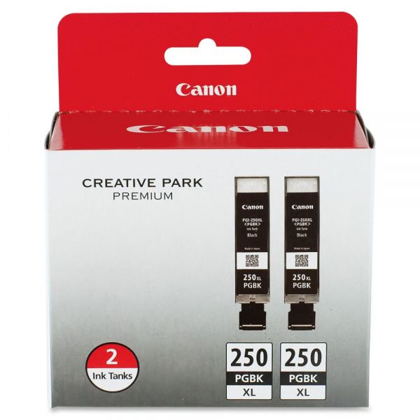 CNMPGI250XL2PK Canon PGI-250 Pigment Black XL Twin Pack Ink Cartridges (6432B004)