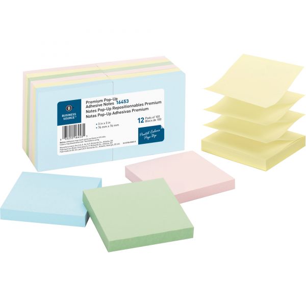 BSN16453 Business Source 3" x 3" Pop-Up Adhesive Note Pads