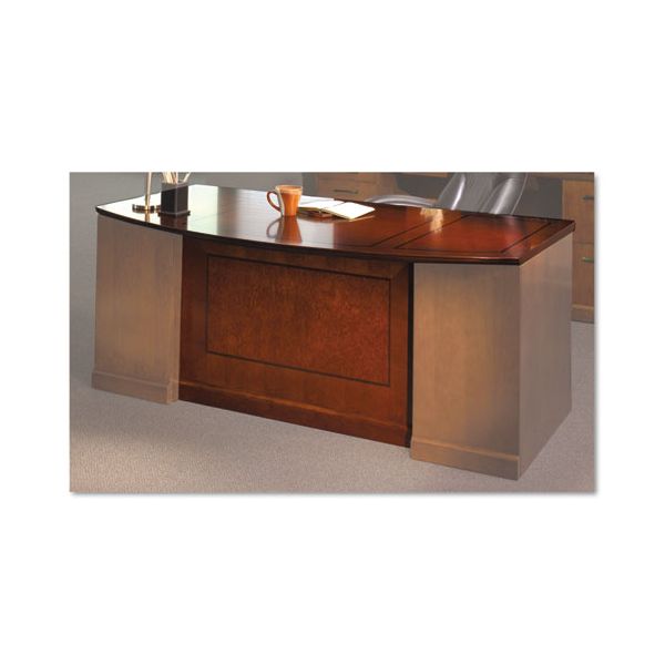 MLNSDTB72SCR Tiffany Industries Sorrento Bow Front Desk Top With Modesty Panel, 72w x 39d, Bourbon Cherry