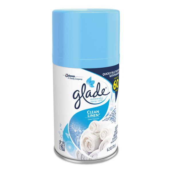 Glade Automatic Air Freshener, Clean Linen, 6.2 oz, 6/Carton