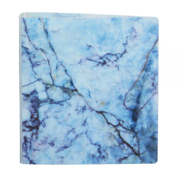 [IN]PLACE EverBind View 3Ring Binder, 1 1/2" DRings, Blue Marble