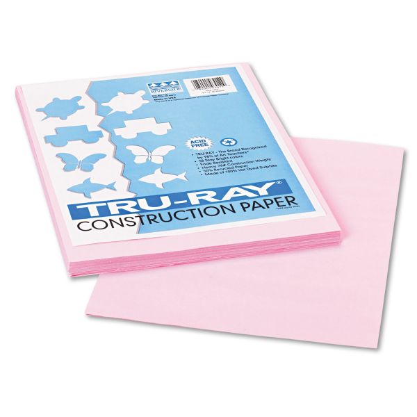 PAC103012 Pacon Tru-Ray Construction Paper, 76 lbs., 9 x 12, Pink, 50 Sheets/Pack