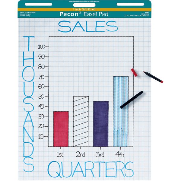 PAC3387 Pacon Quadrille Ruled Easel Pad