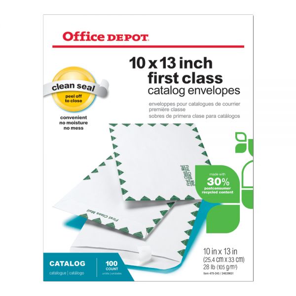 10" x 13" Catalog Envelopes, First Class, Clean Seal, 30 Recycled
