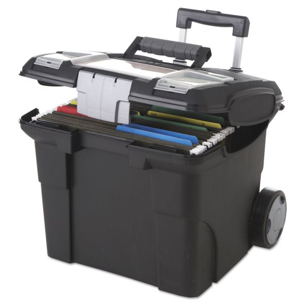 STX61507U01C Storex Premium File Cart, 15w x 16 3/8d x 14 1/4 to 30h, Black