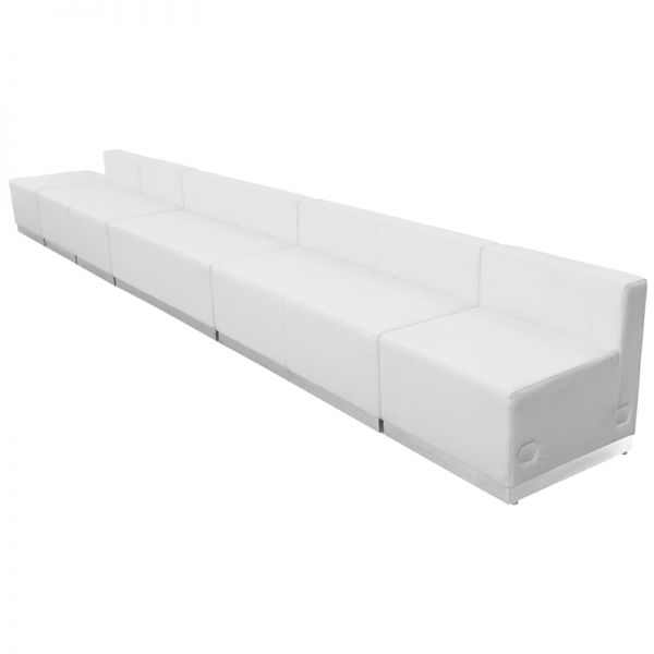 FHFZB803490SETWHGG Flash Furniture HERCULES Alon Series Melrose White Leather Reception Configuration, 6 Pieces